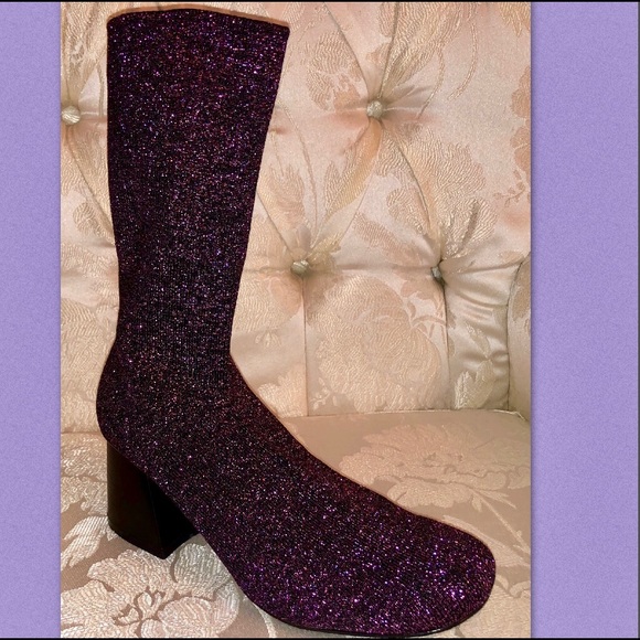 PURPLE METALLIC KNIT BOOTIE - Picture 2 of 6